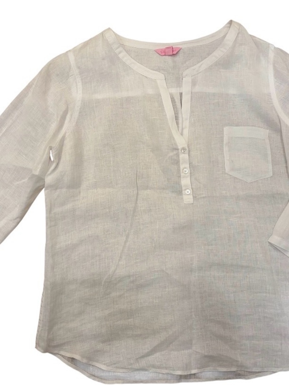 Lilly Pulitzer Women's Amelia Island Blouse Tunic 100% Linen, White. Size XL